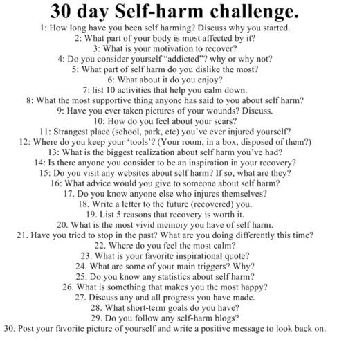 30 Day self-harm challenge. 
